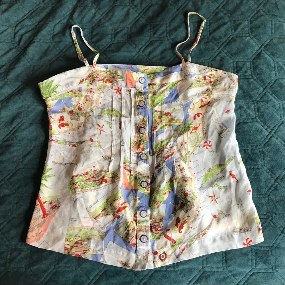 Maeve map silk tank top